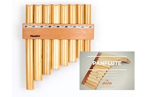 Flauto di pan, bambù con 8 tubi in DO magg. con cintura in legno nel SET con LIBRO/metodo facile, strumento musicale fatto a mano, artigianato da Plaschke Instruments dall'Alto Adige/Italia.