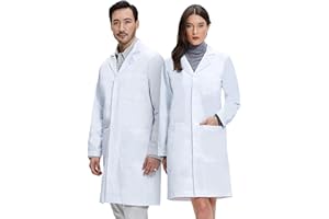 Dr. James 100% Cotton Premium Unisex Lab Coat for Men and Women, Pockets for Mobile Phone & Tablet, Classic Fit, Concealed Snap Closure