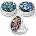 Angju 3Pcs Pill Box 3 Compartment,Medicine Pill Case,Portable Pill Box for Pocket or Purse Pill Box Decorative Metal Medicine Vitamin Organizer Unique Gift