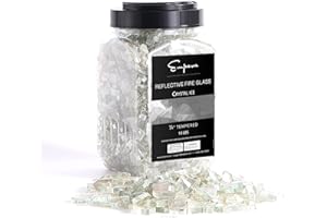 Empava 10 lbs. 1/4-in Reflective Tempered Glass for Gas Fire Pit, Crystal Ice