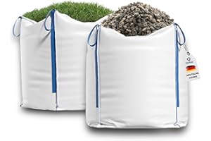 Jarlus Big Bag – Premium Säcke für Bauschutt, Gartenabfälle, Holz, Sand, Erde, Grünschnitt, Weihnachtsgirlande – 90x90x90cm 1.000kg mit 4 Hebeschlaufen für Transport (1 Stück (1er))