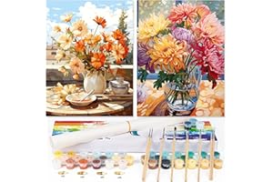 gelrovaled Pintar por Numeros Adultos, DIY Pintura por Números, Kit de Pintura al óleo de Lienzo DIY para con Pinceles, Pigmento Acrílico, 2Pack 30 x 40cm, Flower 03