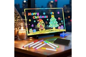 YDSEOZOA Tableau D'Affichage Led Avec Couleurs, Tablette à Dessin Lumineuse 30 x 20 cm, Tablette Lumineuse Dessin Effaçable avec 7 Stylos Néons, Pour Enfants, Café, Maison, Bureau