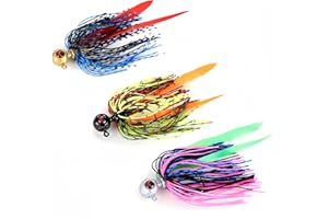 RuiJiaXiang 9pcs Skirted Rubber Jig Heads Kit 9g/12g/16g High-Carbon Steel Hooks Saltwater Freshwater Lures for Bass, Pike, Walleye Includes Tackle Box