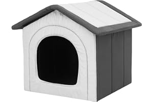 BJIRD Hundehaus Hundehütte für mittelgroße Hunde - Katzenhaus, Katzenhöhle - mit herausnehmbarem Dach - Tierhaus für Katzen und Hunde für Drinnen/Indoor - Asche/Graphit - 60 x 55 x 60 cm [R4 / XL]