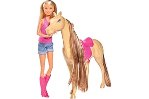 Simba - Steffi Love Adorable Cheval - Poupée Mannequin 29cm - Cavalière + Cheval et Accessoires - 105733052, Rose