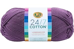 Lion Brand Yarn 24/7Cotton 761-147 24-7 Hilo de algodón, Morado, 15.24x6.35x6.35 cm, 170