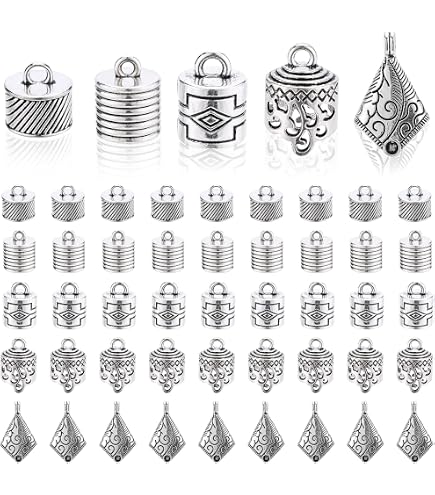 UNICRAFTALE Edelstahl Kordelenden Set – 48 Stück, 2 Stile, 4 Größen, Für Schmuckherstellung