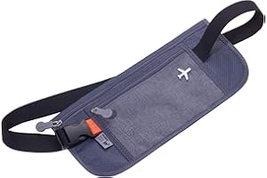 TROIKA Pas bezpieczeństwa – BLB20/GY – torba na pasek – 2 kieszenie na zamek błyskawiczny – płaska, pasek na pieniądze – ochrona przed czytaniem RFID – bilety, paszport, dowód osobisty, prawo jazdy, karty do jazdy – oryginał Troika