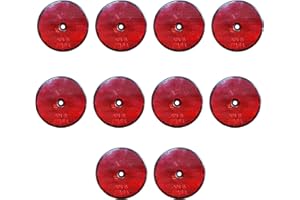 ZEACCT 10 PCS Trailer Red Round Reflectors, Round Reflectors for Gate Posts, Red Round Screw-on Rear Reflectors, for Caravan/Truck/Trailer/Boat/Motorcycle Fence Gate Posts