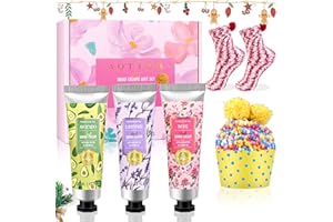 AOTTOM Geschenke für Frauen Muttertag Handcreme Set, 3 Weihnachten Handcreme e 2 Paar Kuschelsocken Damen Geschenkset Kleine Duft Hand Fuß Feuchtigkeitscreme Warme für Freundin Mama Geburtstags Valentinstag