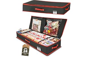 Pelle & Sol Christmas Wrapping Paper Storage Bag - Fits 24 Rolls, 600D Tear-Proof Organizer, Space-Saving Design, Ideal for Christmas and Holiday Wrapping Paper Storage and Organization - BLACK