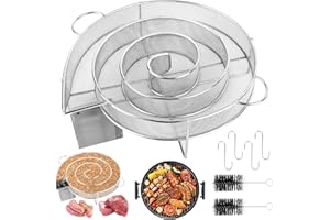 TNOMSNO Générateur de Fumée Froide Ronde, 304 Acier Inoxydable Générateur de Fumée Froide Générateur de Fumee Froide Pour Fumoir avec 2 Brosse et 4 Crochet pour Fumoir Fumage Viande Poisson Grille