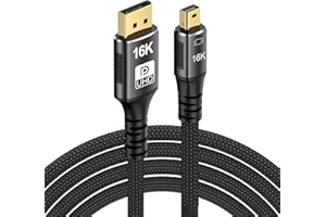 CHENLENIC Kabel Mini DisplayPort do DisplayPort 2.1, DP 16K, dwukierunkowa transmisja DisplayPort na Mini DP, 16K przy 60 Hz, 8K przy 120 Hz, 4K przy 240 Hz, G-Sync FreeSync Thunderbolt 2 do MacBooka (Mini DP