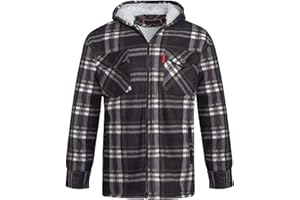 shelikes Mens Womens Shirts Fleece Padded Lumberjacket Sherpa Fur Lined Lumberjack Hooded Quilted Thermal Check Shirt