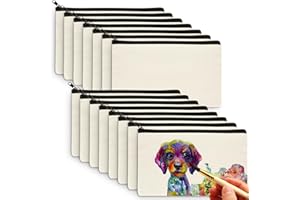 AIBELI Busta Stoffa Piccola Vuota, Astuccio in Cotone con Cerniera, Astuccio Piccolo, Piccola Borsa da Trucco Cosmetica, Può Usare per Graffiti, Stampa e Tintura, ecc. ( 21 x 13 cm ) (15, Colore primario)