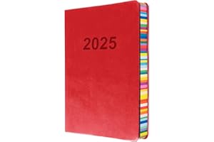 Collins Edge Tęczowy dziennik na rok 2025, planer A5, terminarz na dzień (z terminami), czerwony, ED151.U15-25, planer dzienny z miękkimi w dotyku okładkami i kolorowymi krawędziami stron