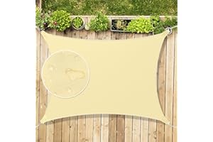 Mokani Sun Shade Sail, 3x4m Rectangle Sunscreen Awning Canopy, Waterproof Shade Sail, 95% UV Block with Free Rope, for Outdoors, Garden, Patio, Yard, Party(Cream White)