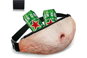 AYNKH Funny Waist Bag for Men Husband Dad Friends with A Card Holder, Novelty Gift Realistic Beer Belly Three-Dimensional Shape for Christmas Halloween Birthday Anniversary