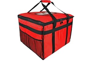 LEDSA MART HFB70L Wärmespeichertasche für Pizza, Imbiss-Restaurant, Picknick, indisch, Chinesisch, Kebab, Catering, Liefertasche, thermisch isoliert, 45 x 45 x 35 cm, Rot