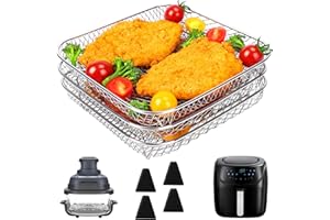 ‎BYKITCHEN Airfryer Zubehör für Russell Hobbs 4L /Ninja Crispy 3.8L & PRO 4,7L AF140EU Heißluftfritteuse, Klein Airfryer Racks/Gitter, Square Stapelbar Körbe, Zubehör für Heißluftfritteuse 2000-Serie 4,2L