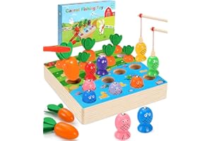 Ophy Giochi di Pesca per Bambini | Giochi Bambini 2 Anni Con 7 Carote 8 Pesci Gioco Educativi Montessori Abbinamento Colore Raccolto Carote Regali Giocattolo Bambini Bambina 1 2 3 Anni 235/55