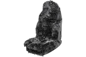 ‎WALSER Walser Premium Lammfell Sitzauflage Marla mit 5cm Wollhöhe, Schwarzer Autositz Schonbezug