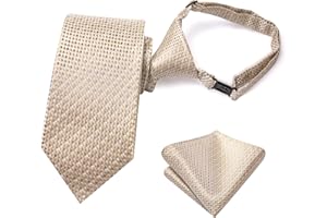 Hi-Tie Silk Boys Tie Set 8-11 Pre-Tied Ties for Boy Blue Red Green Kid Necktie and Pocket Square Set for Wedding