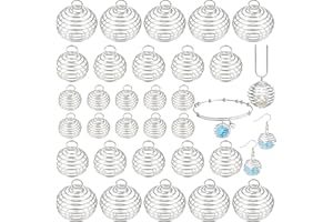uinnossvc 30 Spiral Bead Cages Pendant, Crystal Cage Pendant, Cage for Crystals, Cage Necklaces for Stones, Spiral Bead Cage Necklace, Crystal Spiral Cage Necklace