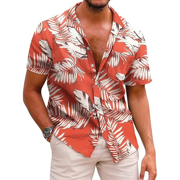COOFANDY Hawaiiaans overhemd Heren zomershirt met korte mouwen en COOFANDY Hawaiiaans overhemd Heren zomershirt met korte mouwen en