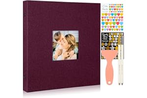 Benjia Album Fotografico Autoadesivo da incollare, Album Fotografico Pagine Bianche con Adesivo e Penna Metallica per 9x13 10x15 13x18 a4 a5 a6 (Piccolo 20 fogli / 40 pagine, Viola)
