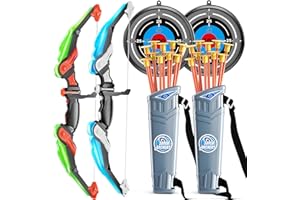 TEMI Bow and Arrow Set for Kids with LED Lights-Archery Set with Suction Cup Arrows, Quivers & Standing Target, Outdoor Toys for Children Boys & Girls Ages 3-12 Years Old