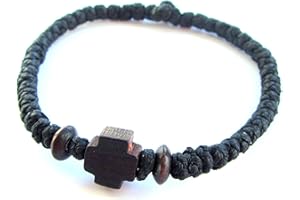 IconsGr Chotki Chapelet cire bénir Chrétien Orthodox Grec à petit fait main noeuds couleur noir avec croix en bois du Mont Athos (Grece)