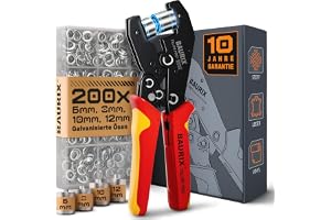 BAURIX® Öljettång TALOS PRO – inkl. 200 öljetter Ø 6,8,10,12 mm | Modell TALOS PRO. Öljettång med 4 magnetiska insatser (6/8/10/12 mm) och 200 öljetter – för PVC, tyg, läder och presenningar.