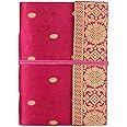 Paper High Handmade Sari Notebook - Medium 11 x 16cm - Cerise - Unlined Recycled Paper - Pocket Notebook and Diary - Indian Stationery Gift