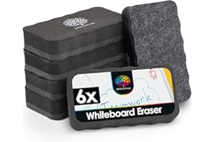 OfficeTree 6X Whiteboard Eraser Magnetic - Black - Whiteboard Rubber Magnetic - Magnetic Whiteboard Eraser Dry & Effective Cleaning - Whiteboard Erasers - Magnetic Board Rubber - Chalk Eraser