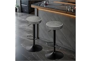 STOOLINK Breakfast Bar Stool Set of 2, Swivel Microfiber Leather Kitchen Island Stools with Footrest, Adjustable High Barstools without Backrests, Industrial Bar Chair for Pub and Counter- Grey
