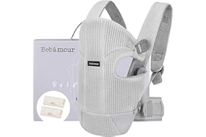 Bebamour Baby Carrier Front and Back Baby Carrier with 2 Shoulder Bibs, Light Grey