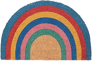 Nicola Spring Half Moon Coir Door Mat - 60 x 40cm - Rainbow Pastel - Pack of 1 - Decorative Indoor Front Door Floor Mat Entry Dirt Trapper Rug Outdoor Boot Scraper Non Slip Backing Doormat