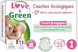 Love & Green Pannolini Bébé ipoallergenici 0%, taglia 1, 23 pannolini