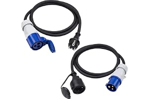 Meister CEE Adapterkabelsats 2-delad – 1,5 m kabel – CEE-kontakt och koppling – robusta gummikablar H07RN-F3G 2,5 mm² – 16 A