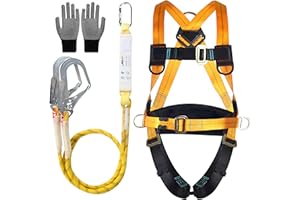 vapourd Absturzsicherung Sicherheitsgurt, 5 Punkt Fallschutz Auffanggurt mit Auffanggerät, verstellbarer Taille Auffanggurt, für Arbeiten in der Luft Outdoor Baumklettern Bergsteigen Rettungsdienst