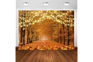 Avezano Photo Backdrop for Autumn Landscape Fallen Maple Leaves Forest Path Background for Kids and Adults Birthday Wedding Party Decoration Banner (7x5ft)