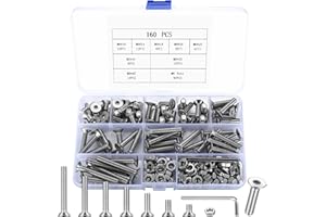 MYHONGLE 160 Stück M6 Schrauben Set, Senkkopfschrauben Muttern Set, Innensechskantschrauben, Edelstahl Maschinenschrauben Sortiment, Zylinderschrauben mit Muttern Kit, Gewindeschrauben