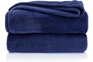 ‎HEIMTEXLAND heimtexland ® Premium Flanell Kuscheldecke XXL Super Soft Wohndecke Sofaüberwurf Tagesdecke Ökotex Typ380 Marine Blau 240x220