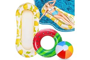 Edmirfun 3 Pièces Flottant Hamac Gonflable, Gonflables Bouee, Flotteur Gonflable Piscine, Anneaux de Natation et des Ballons de Plage, Les Enfants Adultes Plage Piscine Extérieure Fournitures de Fête