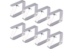 FT-SHOP Tovaglia Clip 8 Pezzi Acciaio Inox Fermatovaglia Tavolo Panno Copertura Pinza per Esterno Picnic Terrazzo Giardino Campeggio Argento