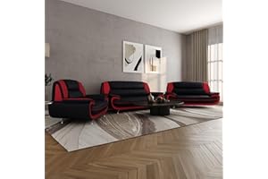Imebel Sofa Set 3-2-1 für Wohnzimmer – Bequeme Couchgarnitur mit 3-Sitzer, 2-Sitzer & Sessel – Elegante Sitzgarnitur aus Kunstleder – Ohne Schlaffunktion – Komfortable Polsterung – Modernes Design