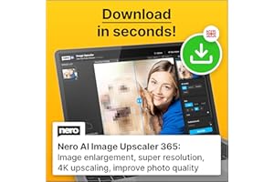 NERO AG Nero AI Image Upscaler 365 | AI | Enhance + Sharpen Images | Upscale to 4K | Improve Photo Quality | Windows 11 / 10 | 1 Device | Annual licence| Activation code per email