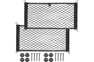 BetterJonny 2pcs Car Mesh Cargo Net, 25X55cm Cargo Nylon Net Double Layer Elastic Campervan Storage Net for Car Caravan Motorhome Boat